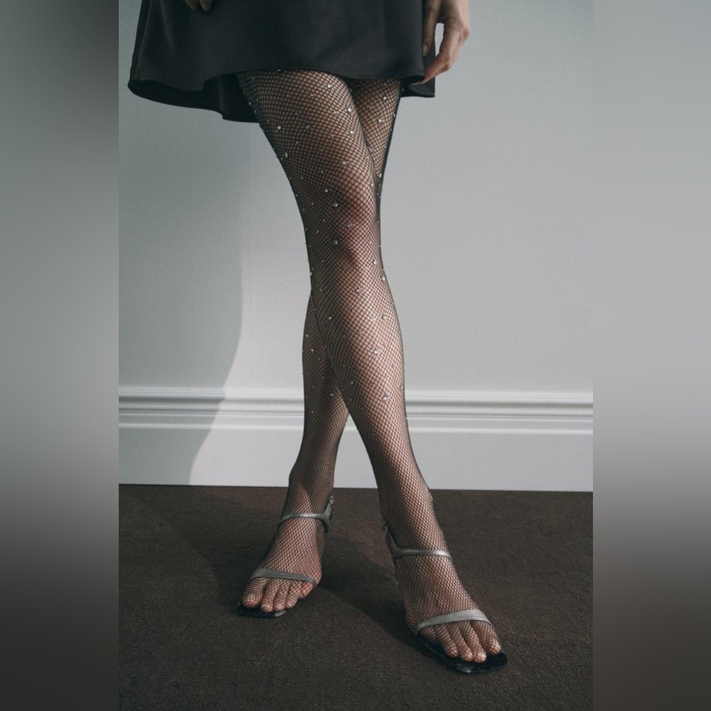ZARA Bloggers Fav Rhinestone Fishnet Tights - Picture 9 of 14